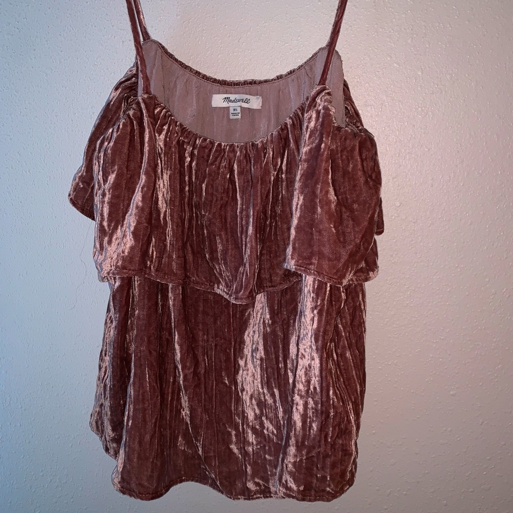 Madewell Ruffle Crushed Velvet Tank XS